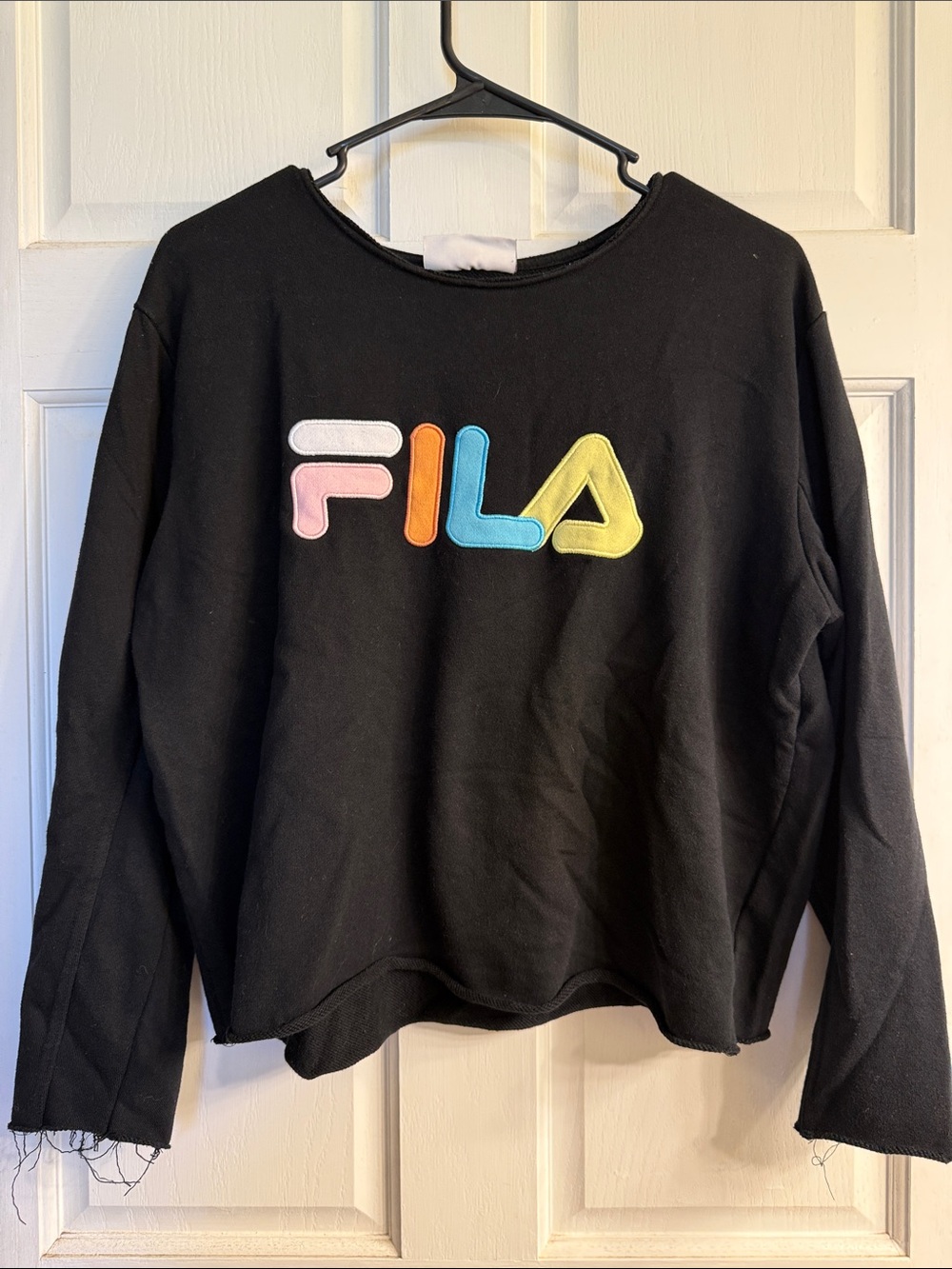 Fila Black Sweatshirt with Pastel Multicolor Logo